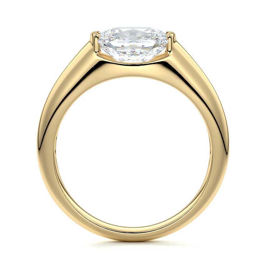 Katia - Cushion Yellow Gold Engagement Ring Side View | Nura Lab