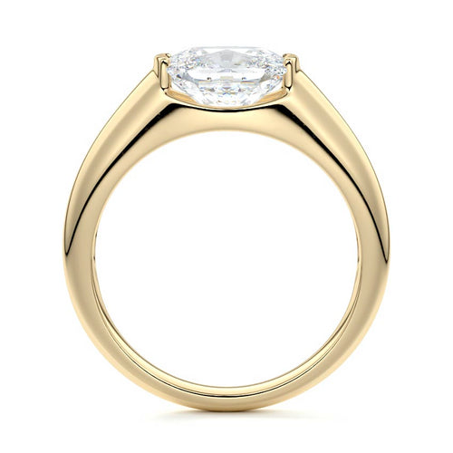 Katia - Cushion Yellow Gold Engagement Ring Side View | Nura Lab