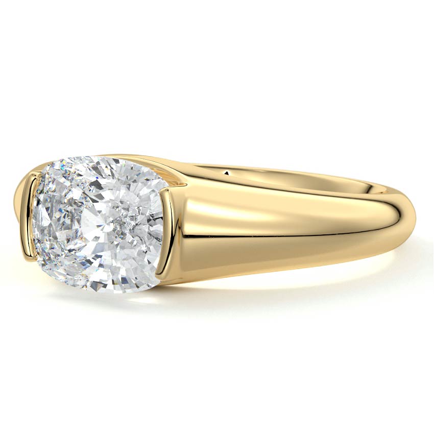 Katia - Cushion Yellow Gold Engagement Ring Profile View | Nura Lab