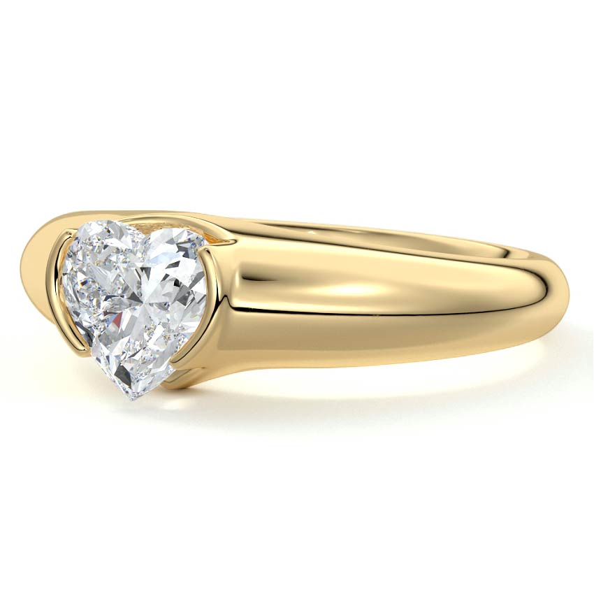 Katia - Heart Yellow Gold Engagement Ring Profile View | Nura Lab