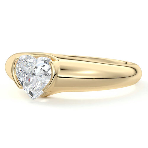 Katia - Heart Yellow Gold Engagement Ring Profile View | Nura Lab