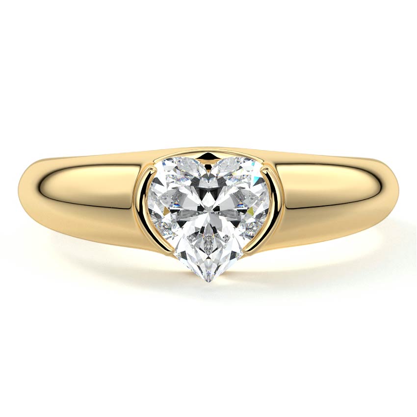 Katia - Heart Yellow Gold Engagement Ring Detail View | Nura Lab