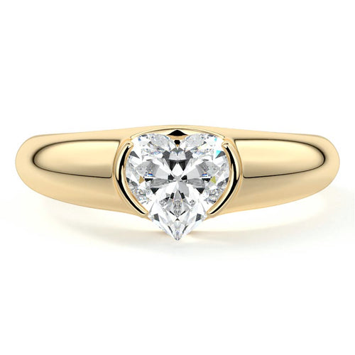 Katia - Heart Yellow Gold Engagement Ring Detail View | Nura Lab