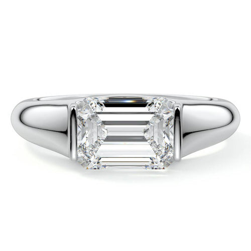 Katia - Emerald Cut White Gold Lab Grown Diamond Engagement Ring | Nura Lab