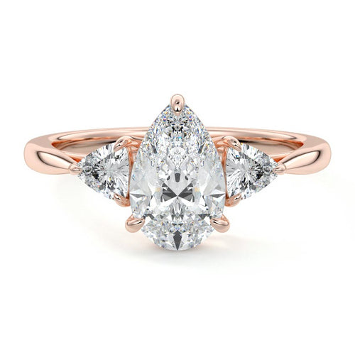Leona - Pear Rose Gold Lab Grown Diamond Engagement Ring | Nura Lab