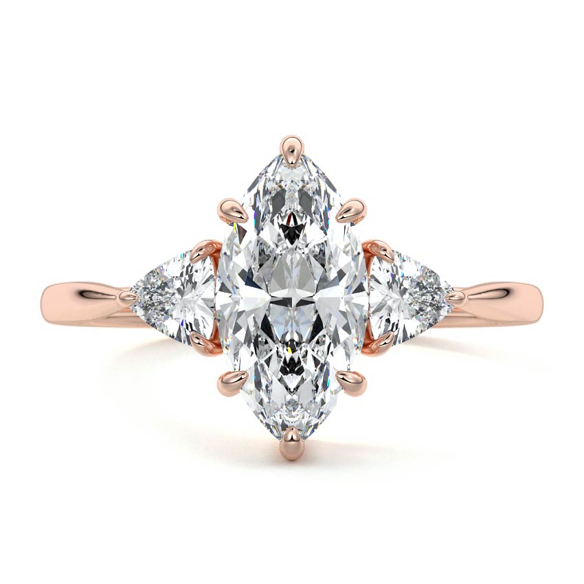 Leona - Marquise Rose Gold Lab Grown Diamond Engagement Ring | Nura Lab