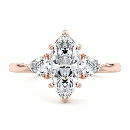 Leona - Marquise Rose Gold Lab Grown Diamond Engagement Ring | Nura Lab