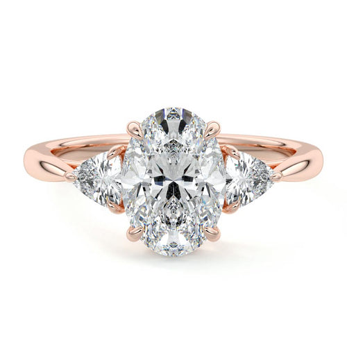 Leona - Oval Rose Gold Lab Grown Diamond Engagement Ring | Nura Lab