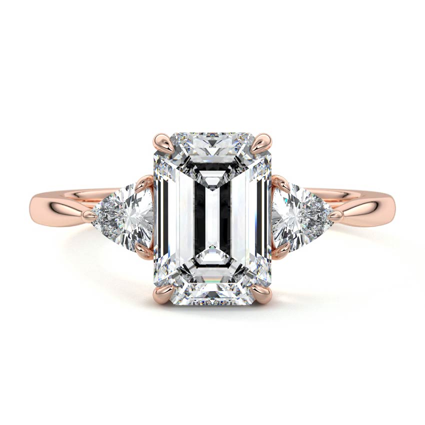 Leona - Emerald Cut Rose Gold Lab Grown Diamond Engagement Ring | Nura Lab