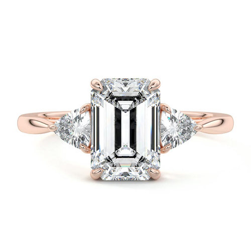 Leona - Emerald Cut Rose Gold Lab Grown Diamond Engagement Ring | Nura Lab