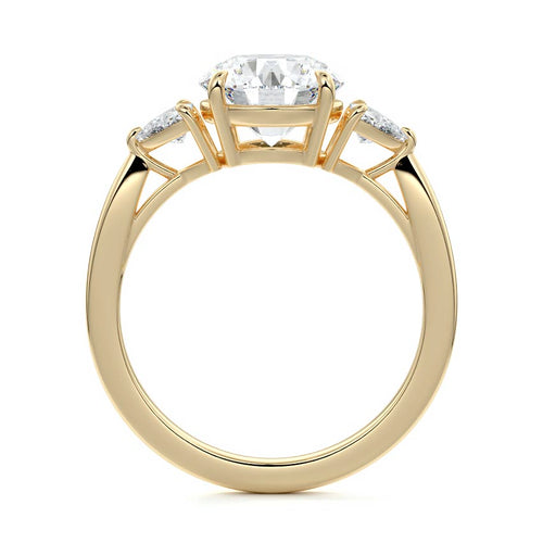 Leona - Round Yellow Gold Engagement Ring Side View | Nura Lab