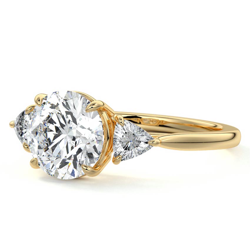 Leona - Round Yellow Gold Engagement Ring Profile View | Nura Lab