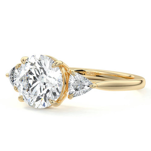 Leona - Round Yellow Gold Engagement Ring Profile View | Nura Lab