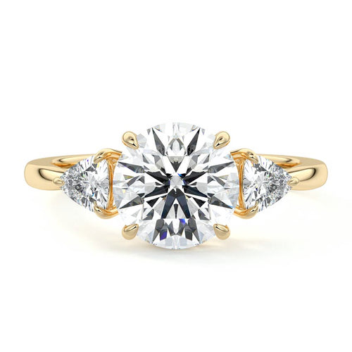 Leona - Round Yellow Gold Engagement Ring Detail View | Nura Lab
