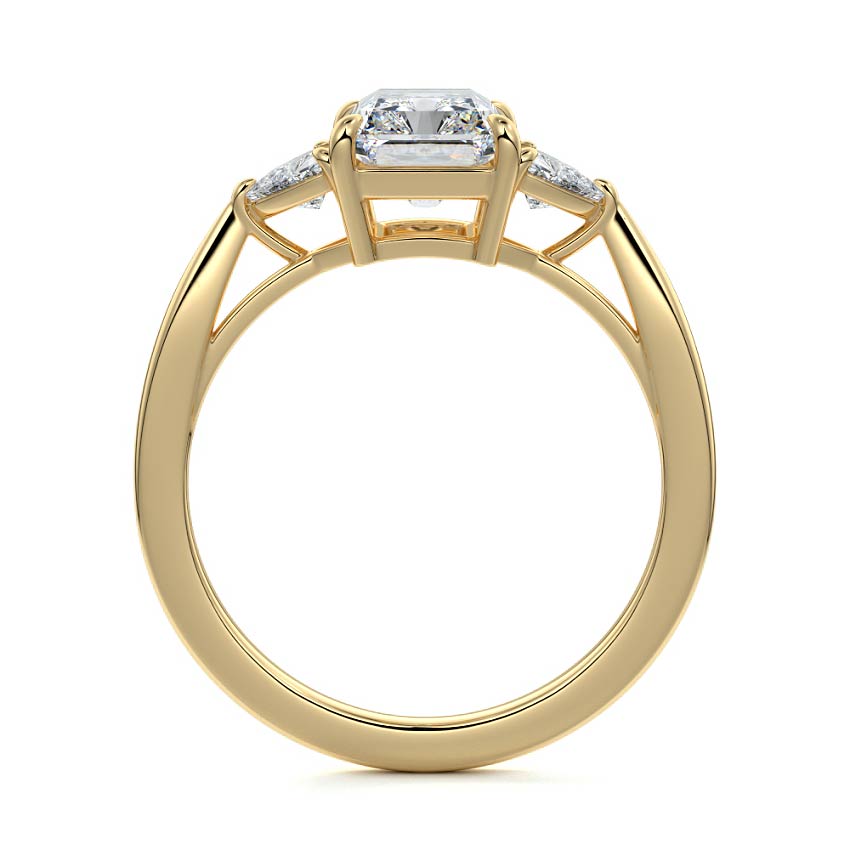 Leona - Radiant Yellow Gold Engagement Ring Side View | Nura Lab
