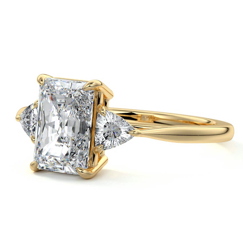 Leona - Radiant Yellow Gold Engagement Ring Profile View | Nura Lab