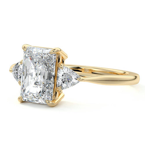 Leona - Radiant Yellow Gold Engagement Ring Profile View | Nura Lab
