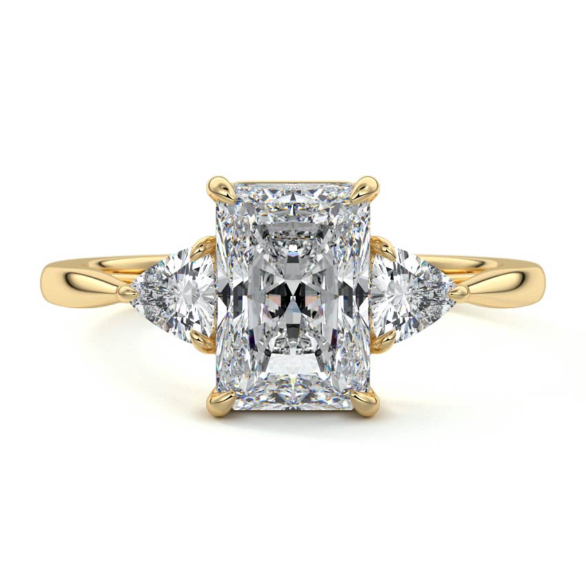 Leona - Radiant Yellow Gold Engagement Ring Detail View | Nura Lab