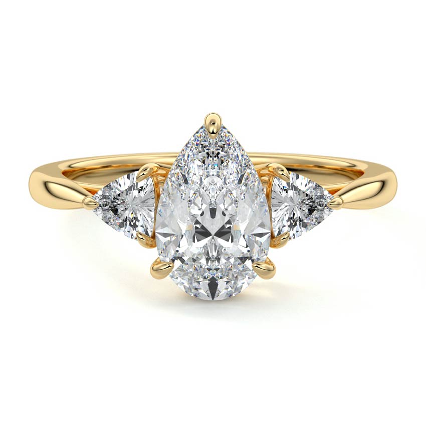 Leona - Pear Yellow Gold Lab Grown Diamond Engagement Ring | Nura Lab