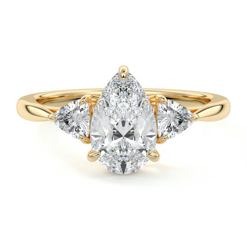 Leona - Pear Yellow Gold Lab Grown Diamond Engagement Ring | Nura Lab