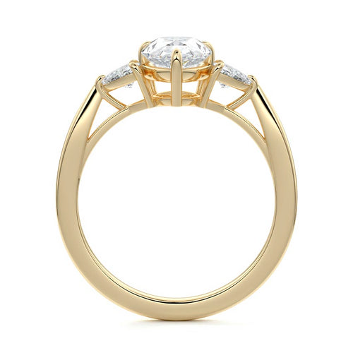 Leona - Pear Yellow Gold Engagement Ring Side View | Nura Lab