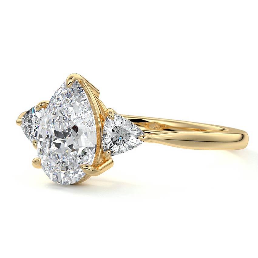 Leona - Pear Yellow Gold Engagement Ring Profile View | Nura Lab