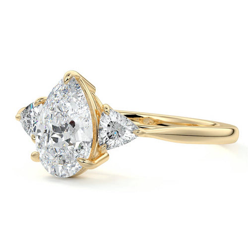 Leona - Pear Yellow Gold Engagement Ring Profile View | Nura Lab