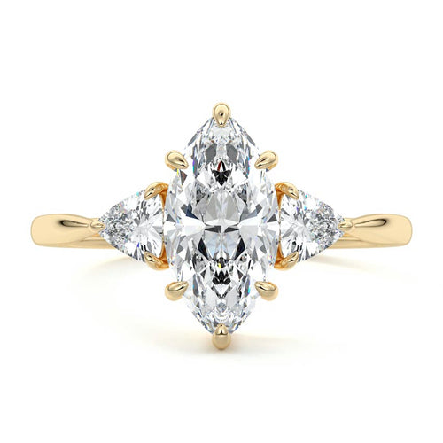 Leona - Marquise Yellow Gold Lab Grown Diamond Engagement Ring | Nura Lab