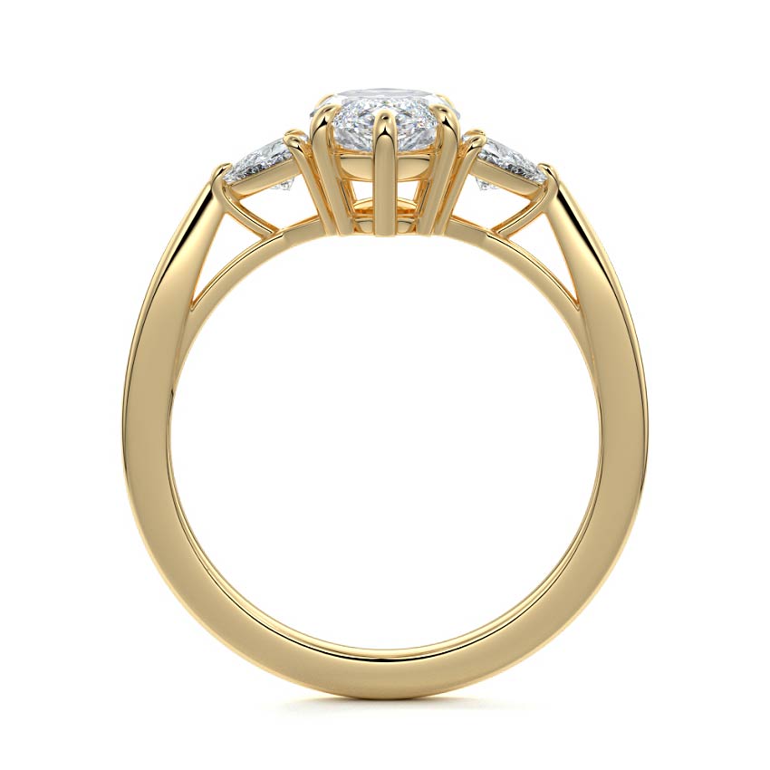 Leona - Marquise Yellow Gold Engagement Ring Side View | Nura Lab