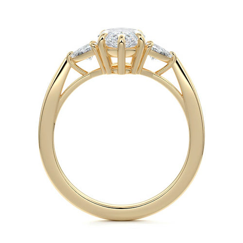 Leona - Marquise Yellow Gold Engagement Ring Side View | Nura Lab