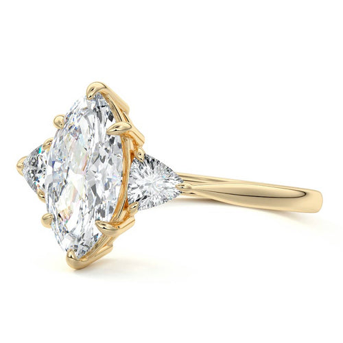 Leona - Marquise Yellow Gold Engagement Ring Profile View | Nura Lab