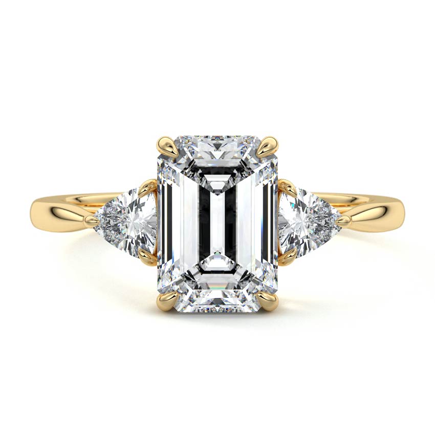 Leona - Emerald Cut Yellow Gold Lab Grown Diamond Engagement Ring | Nura Lab