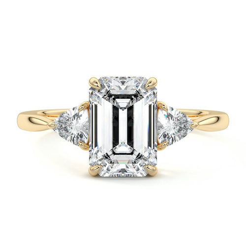 Leona - Emerald Cut Yellow Gold Lab Grown Diamond Engagement Ring | Nura Lab