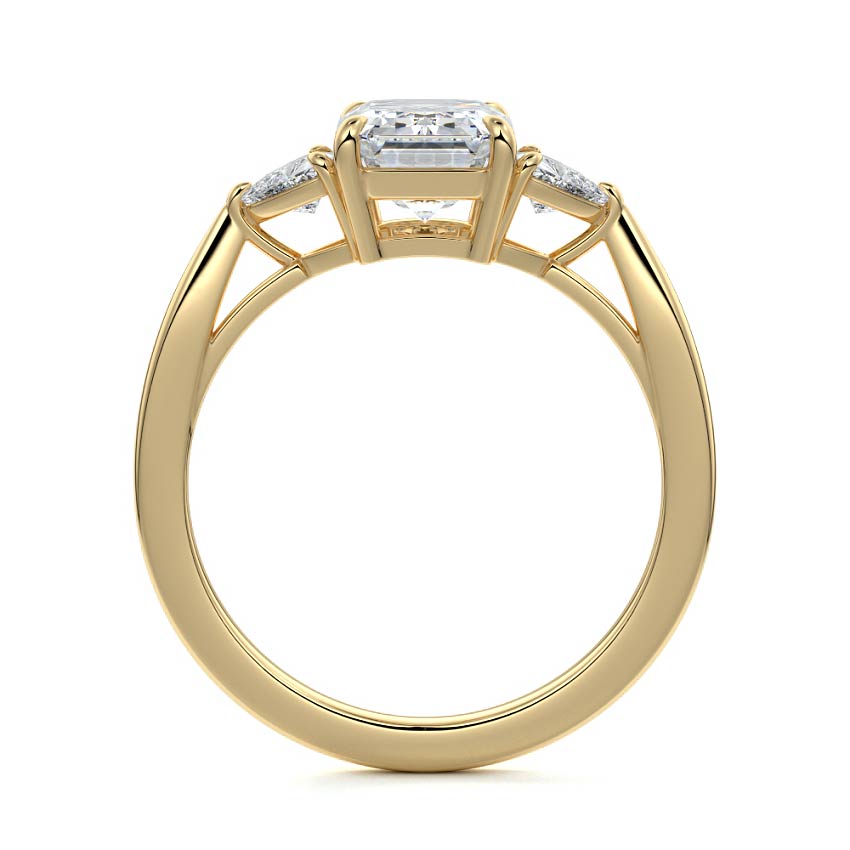 Leona - Emerald Cut Yellow Gold Engagement Ring Side View | Nura Lab