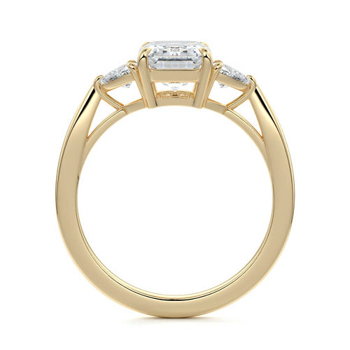 Leona - Emerald Cut Yellow Gold Engagement Ring Side View | Nura Lab