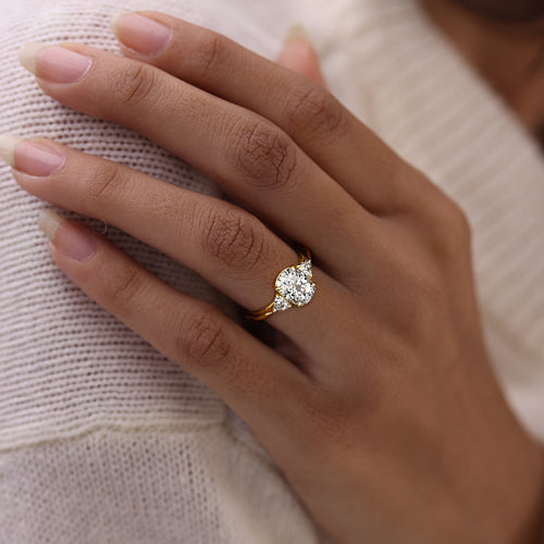 Leona - Cushion Yellow Gold Engagement Ring Angle View | Nura Lab