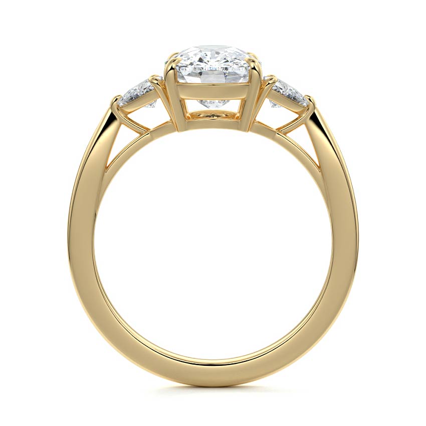 Leona - Cushion Yellow Gold Engagement Ring Side View | Nura Lab