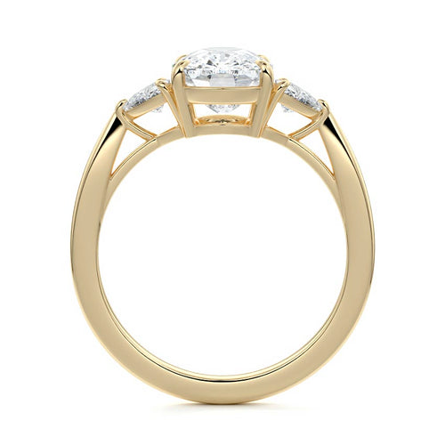 Leona - Cushion Yellow Gold Engagement Ring Side View | Nura Lab