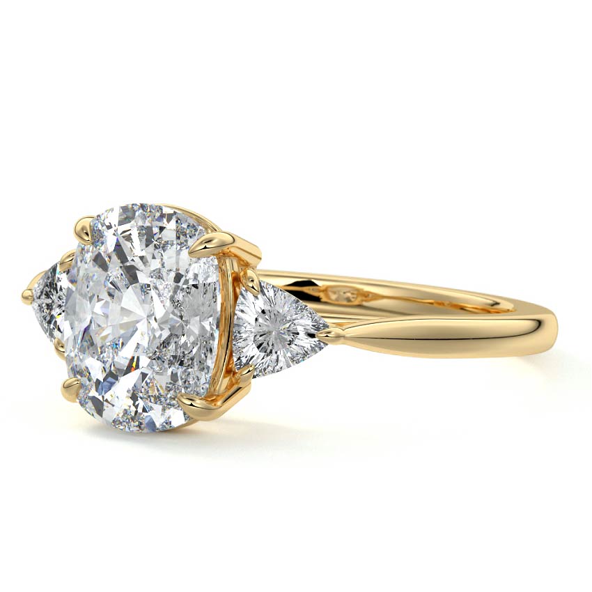 Leona - Cushion Yellow Gold Engagement Ring Profile View | Nura Lab