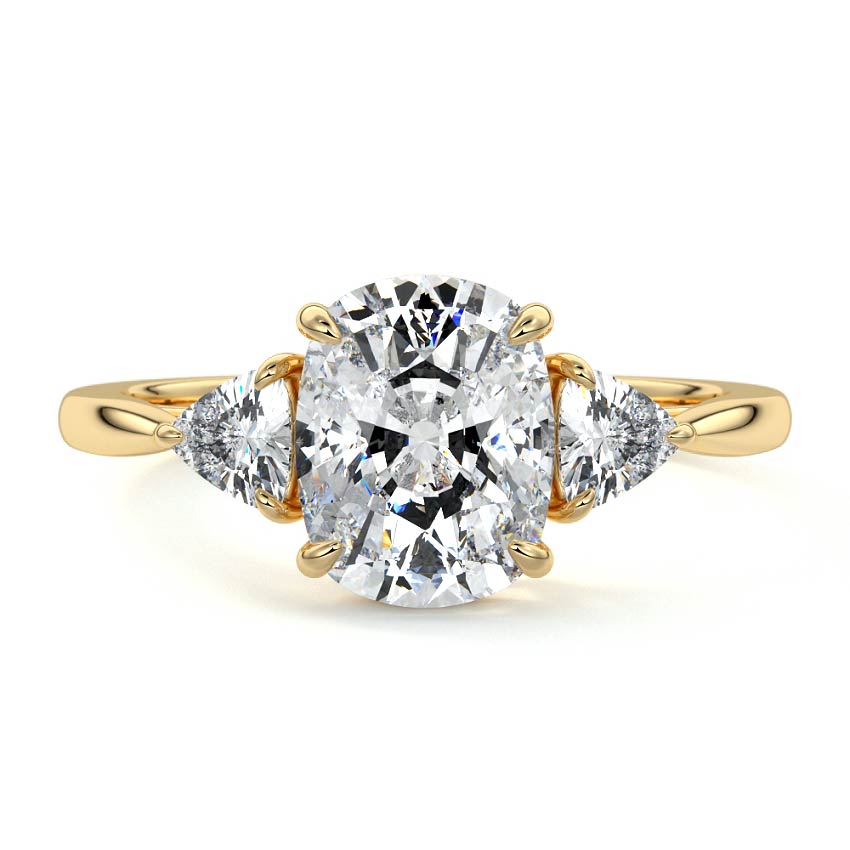 Leona - Cushion Yellow Gold Engagement Ring Detail View | Nura Lab