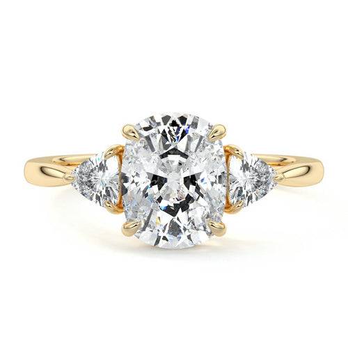 Leona - Cushion Yellow Gold Engagement Ring Detail View | Nura Lab