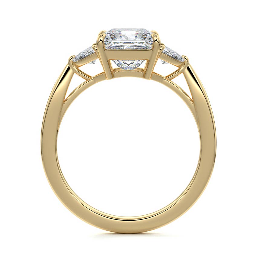 Leona - Princess Yellow Gold Engagement Ring Side View | Nura Lab