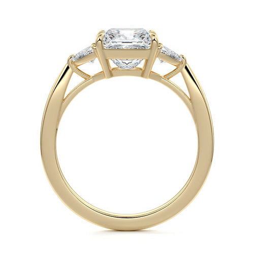 Leona - Princess Yellow Gold Engagement Ring Side View | Nura Lab