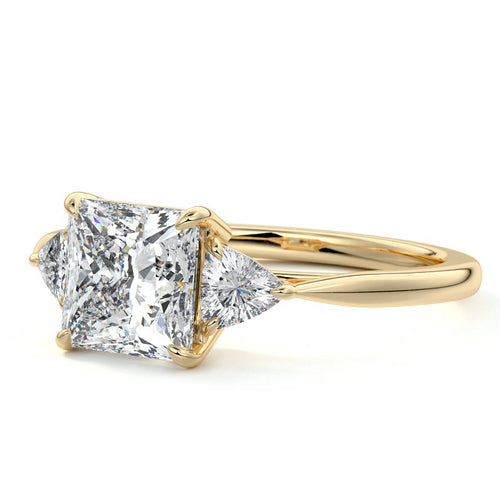 Leona - Princess Yellow Gold Engagement Ring Profile View | Nura Lab