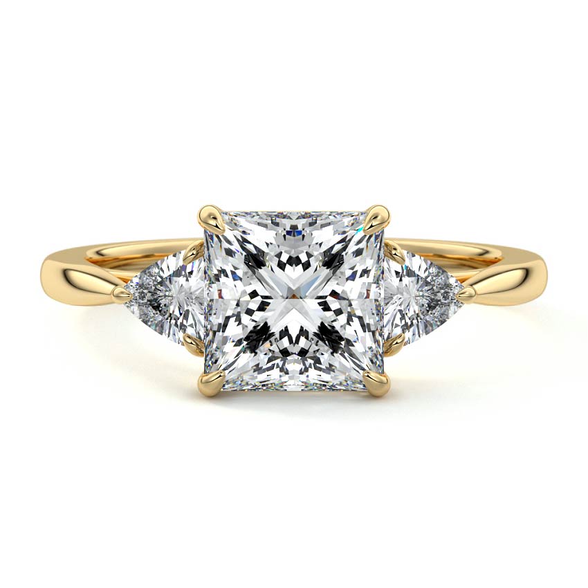 Leona - Princess Yellow Gold Engagement Ring Detail View | Nura Lab