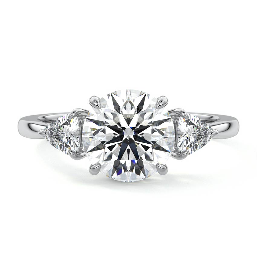 Leona - Round White Gold Lab Grown Diamond Engagement Ring | Nura Lab