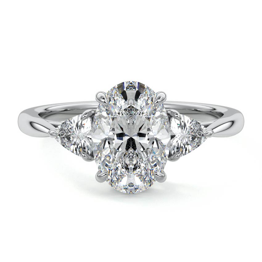 Leona - Oval White Gold Lab Grown Diamond Engagement Ring | Nura Lab