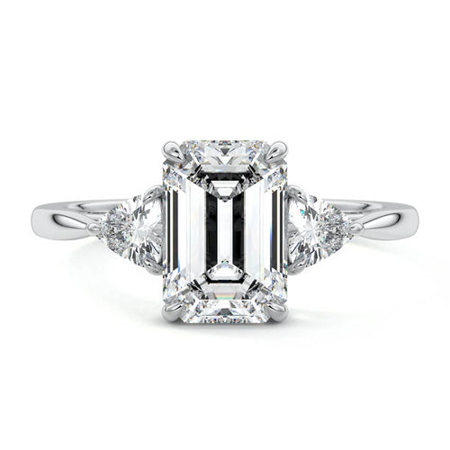 Leona - Emerald Cut White Gold Lab Grown Diamond Engagement Ring | Nura Lab