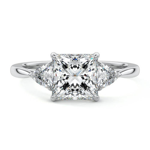Leona - Princess White Gold Lab Grown Diamond Engagement Ring | Nura Lab