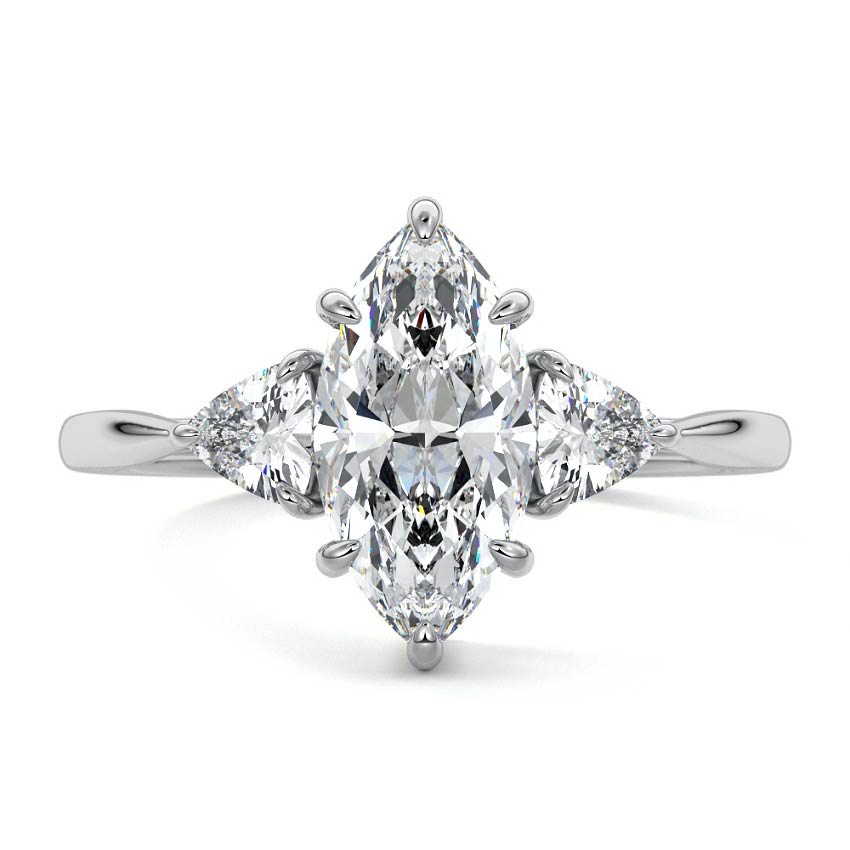 Leona - Marquise Platinum Lab Grown Diamond Engagement Ring | Nura Lab